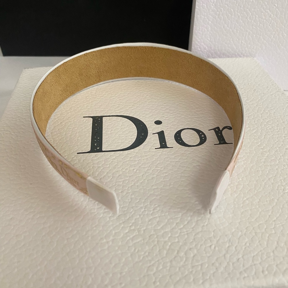 Dior Gold and Pink Ribbon Logo Headband - Picture 3 of 6